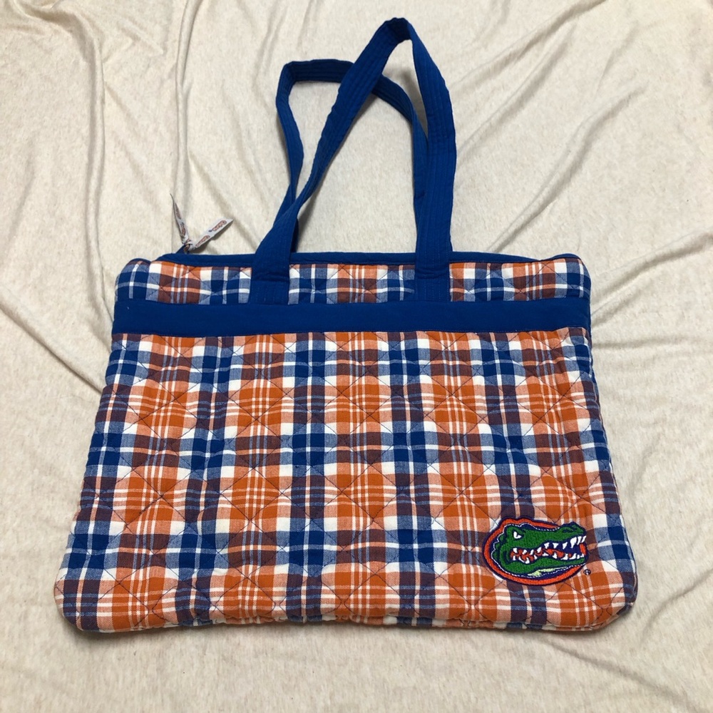 Official Florida Gators Quilted Tote Bag Embroidered Plaid Pocket Like New